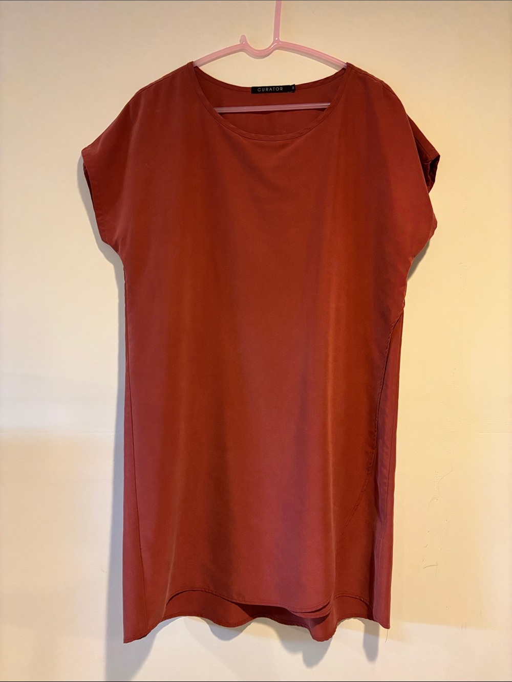 Curator Rust Tunic Tee — Relaxed Short Sleeve Top